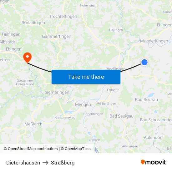 Dietershausen to Straßberg map