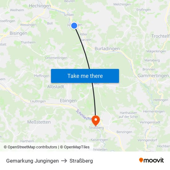 Gemarkung Jungingen to Straßberg map