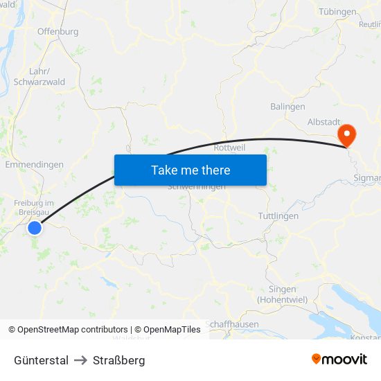 Günterstal to Straßberg map