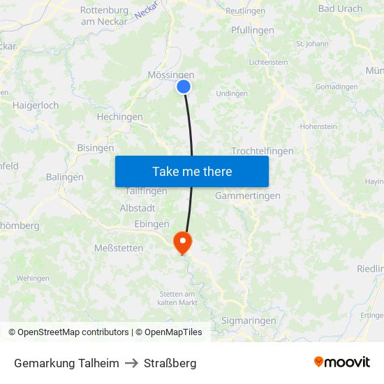 Gemarkung Talheim to Straßberg map