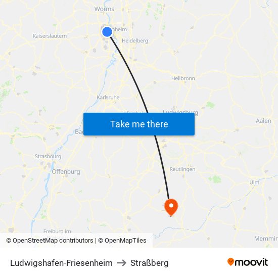 Ludwigshafen-Friesenheim to Straßberg map