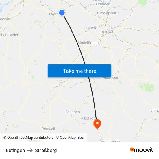 Eutingen to Straßberg map