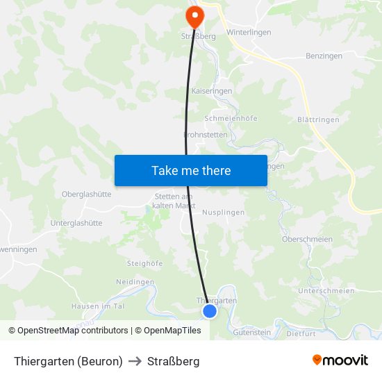 Thiergarten (Beuron) to Straßberg map