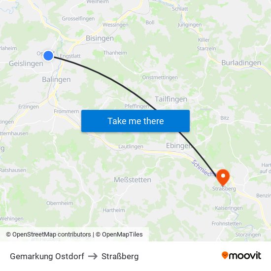 Gemarkung Ostdorf to Straßberg map