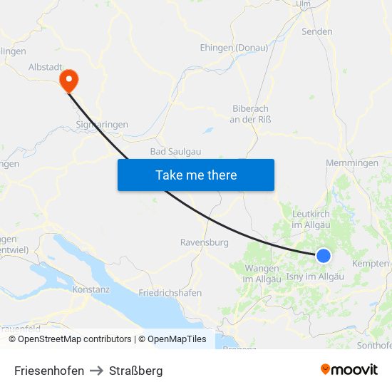 Friesenhofen to Straßberg map