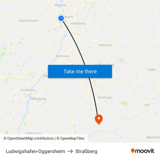 Ludwigshafen-Oggersheim to Straßberg map