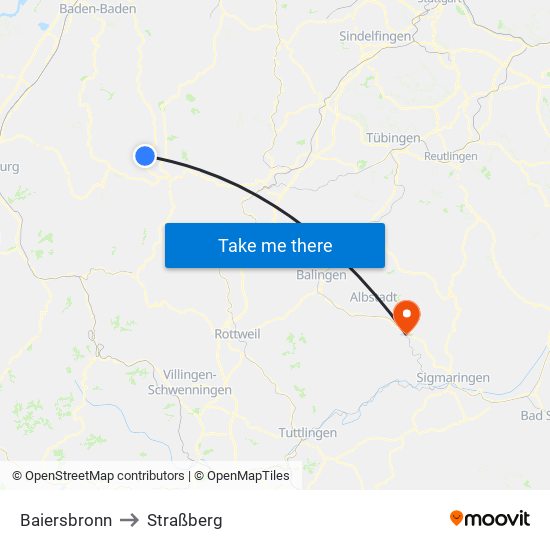 Baiersbronn to Straßberg map