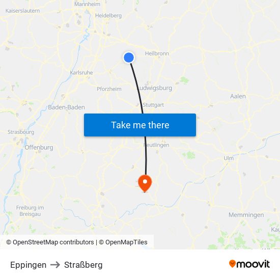 Eppingen to Straßberg map