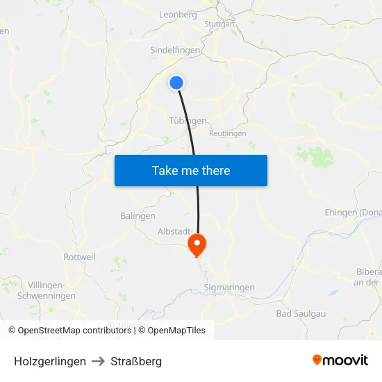 Holzgerlingen to Straßberg map
