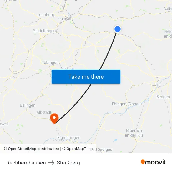 Rechberghausen to Straßberg map