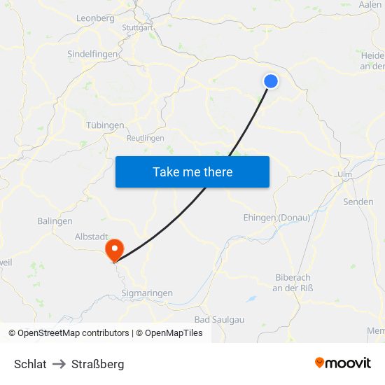 Schlat to Straßberg map