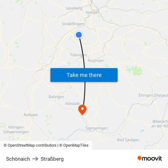 Schönaich to Straßberg map