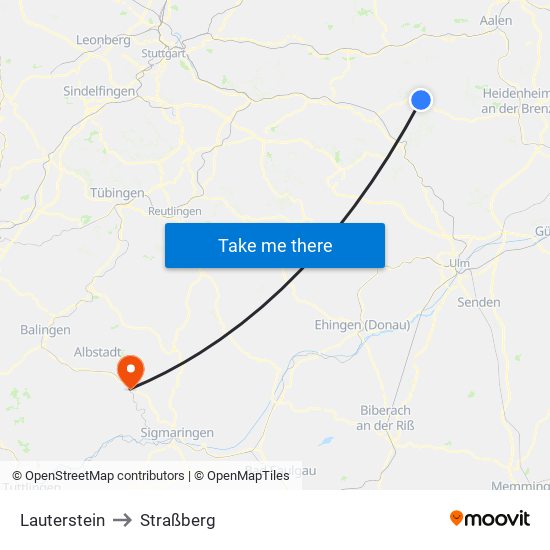 Lauterstein to Straßberg map