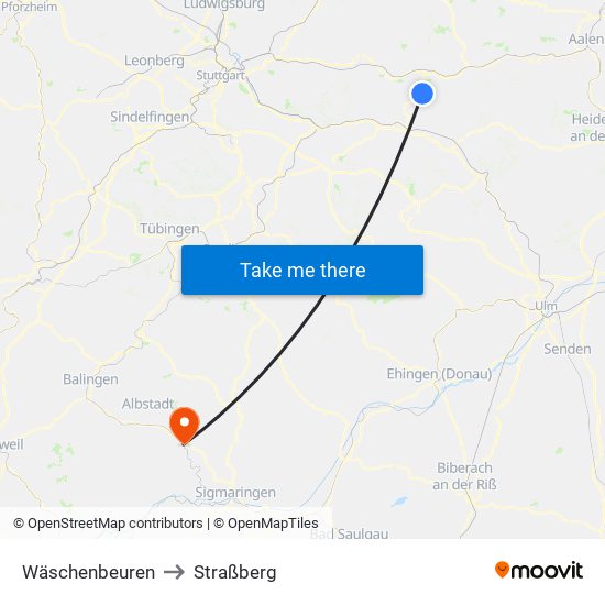 Wäschenbeuren to Straßberg map