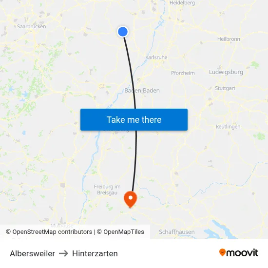 Albersweiler to Hinterzarten map