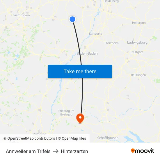 Annweiler am Trifels to Hinterzarten map
