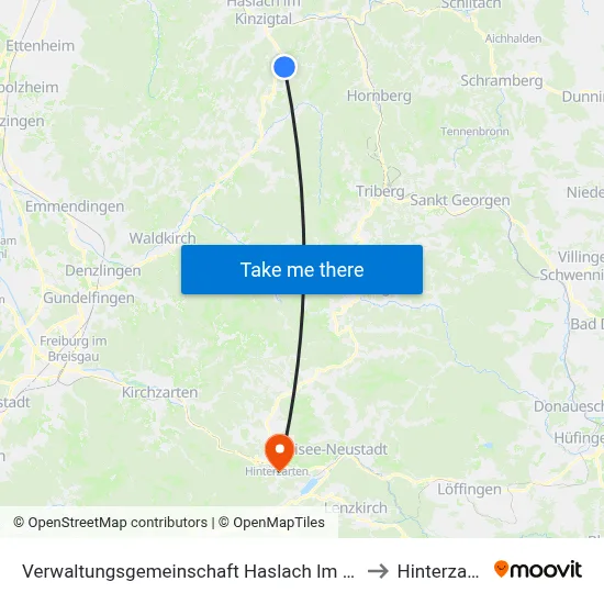 Verwaltungsgemeinschaft Haslach Im Kinzigtal to Hinterzarten map