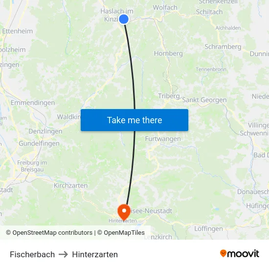 Fischerbach to Hinterzarten map
