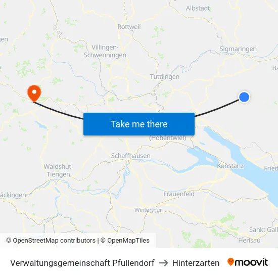 Verwaltungsgemeinschaft Pfullendorf to Hinterzarten map