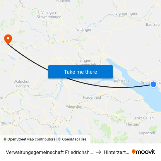 Verwaltungsgemeinschaft Friedrichshafen to Hinterzarten map