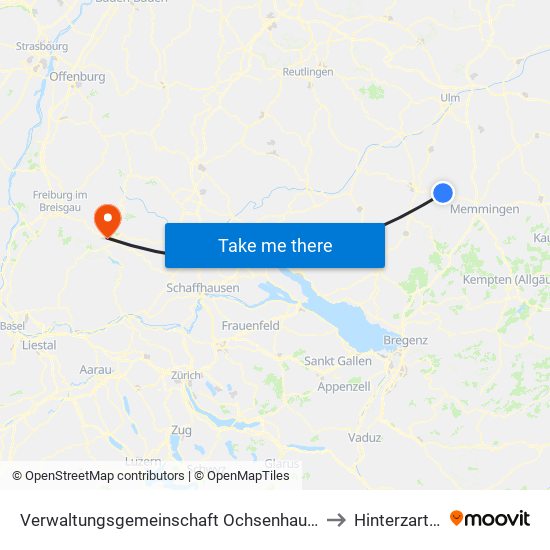 Verwaltungsgemeinschaft Ochsenhausen to Hinterzarten map