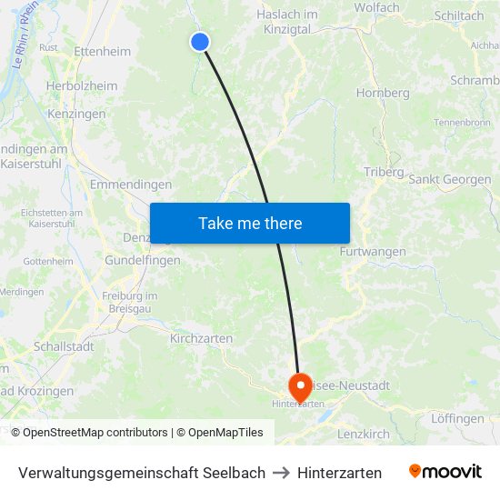 Verwaltungsgemeinschaft Seelbach to Hinterzarten map