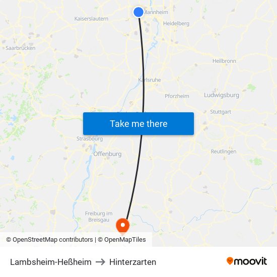 Lambsheim-Heßheim to Hinterzarten map