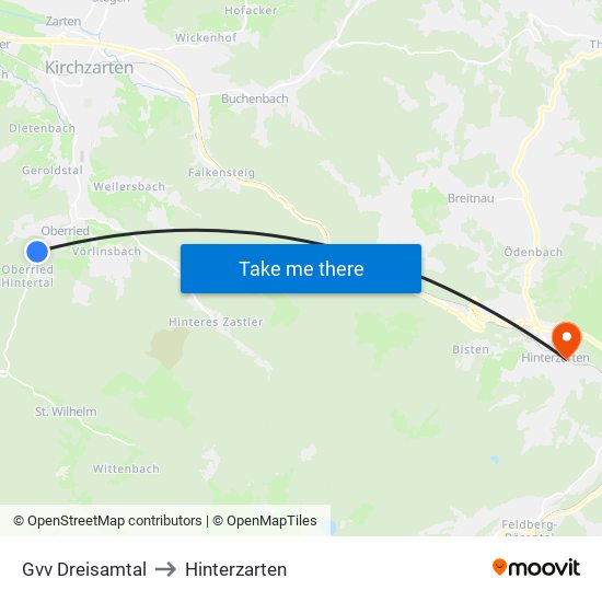 Gvv Dreisamtal to Hinterzarten map