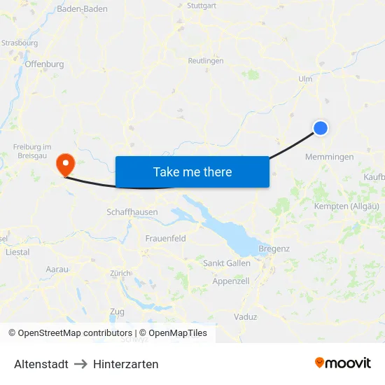 Altenstadt to Hinterzarten map