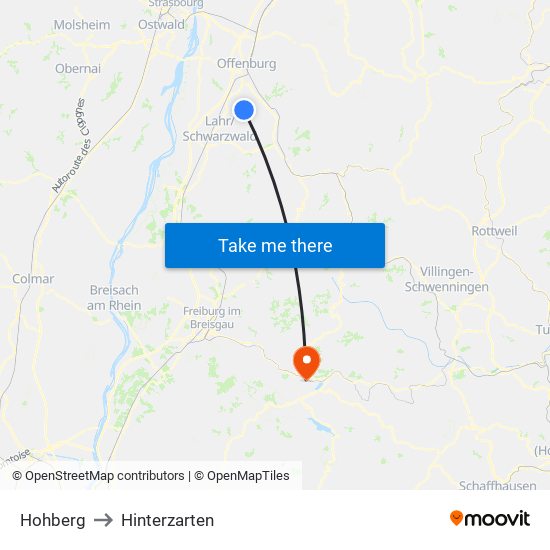 Hohberg to Hinterzarten map