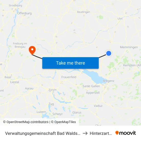 Verwaltungsgemeinschaft Bad Waldsee to Hinterzarten map