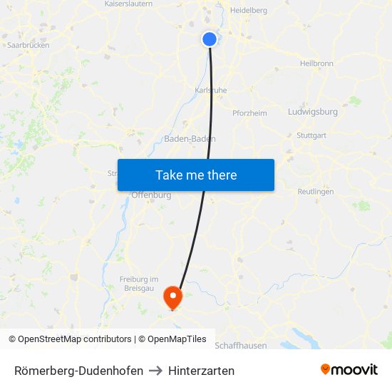 Römerberg-Dudenhofen to Hinterzarten map