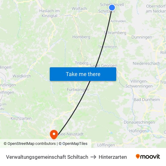 Verwaltungsgemeinschaft Schiltach to Hinterzarten map