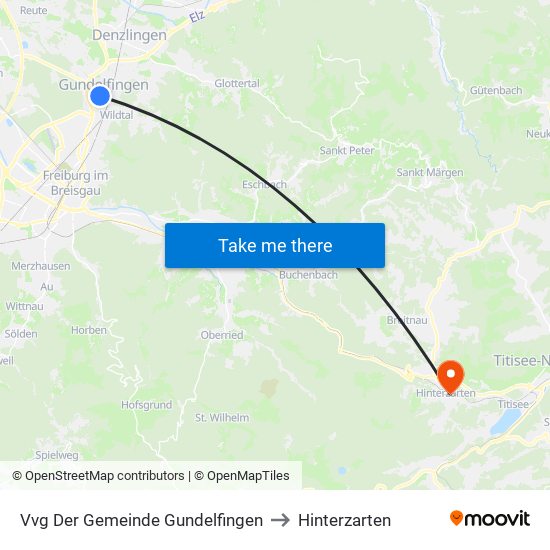 Vvg Der Gemeinde Gundelfingen to Hinterzarten map