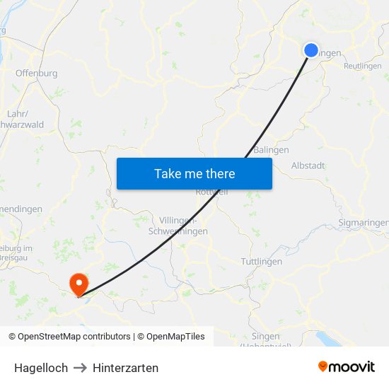 Hagelloch to Hinterzarten map