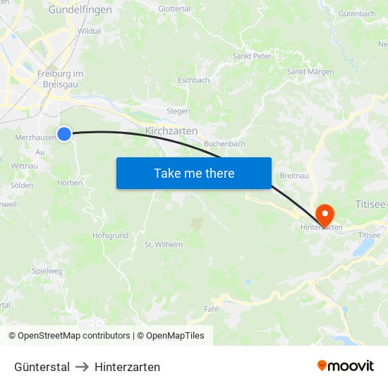 Günterstal to Hinterzarten map