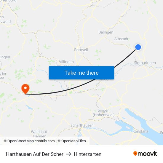 Harthausen Auf Der Scher to Hinterzarten map