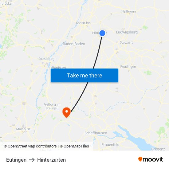 Eutingen to Hinterzarten map