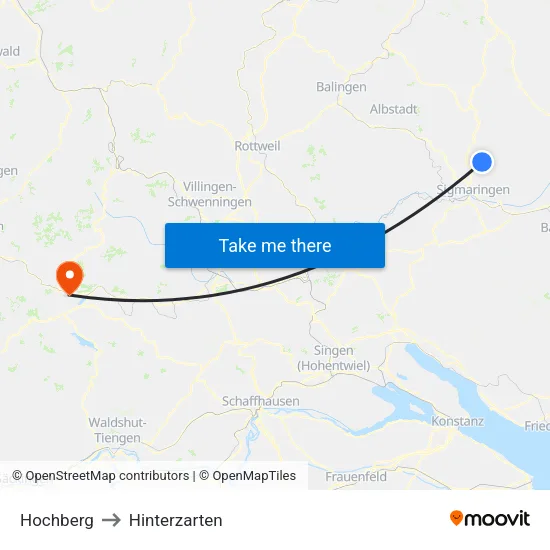 Hochberg to Hinterzarten map