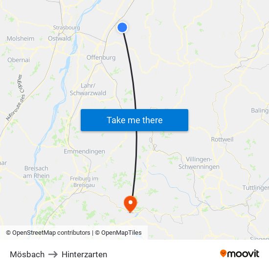 Mösbach to Hinterzarten map