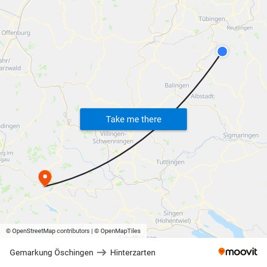 Gemarkung Öschingen to Hinterzarten map