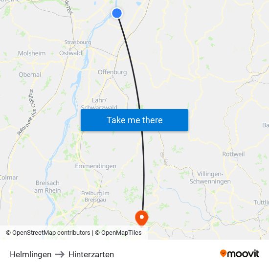 Helmlingen to Hinterzarten map