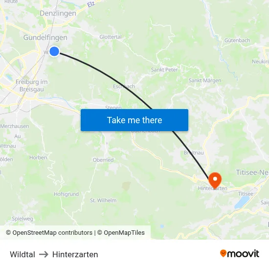 Wildtal to Hinterzarten map
