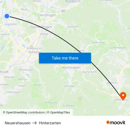 Neuershausen to Hinterzarten map
