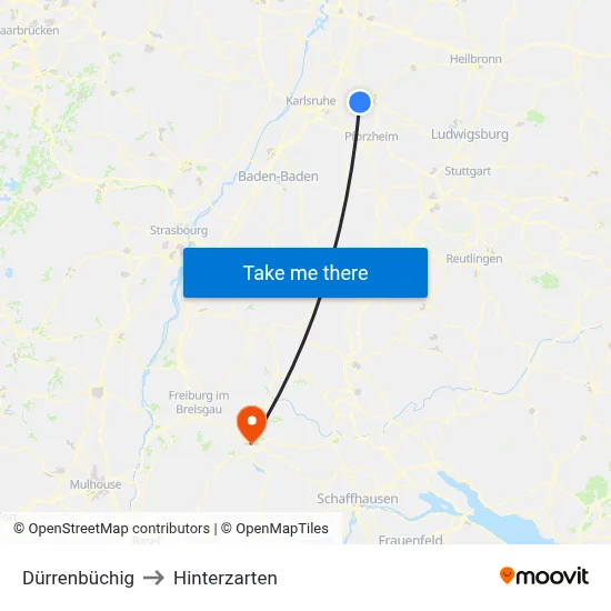 Dürrenbüchig to Hinterzarten map