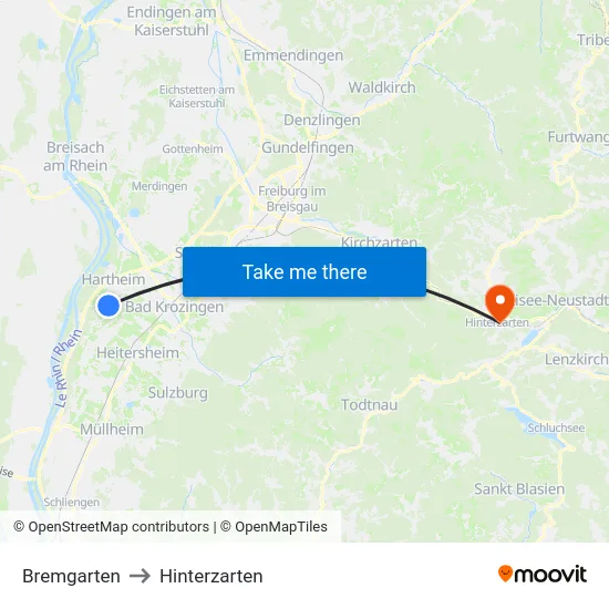 Bremgarten to Hinterzarten map