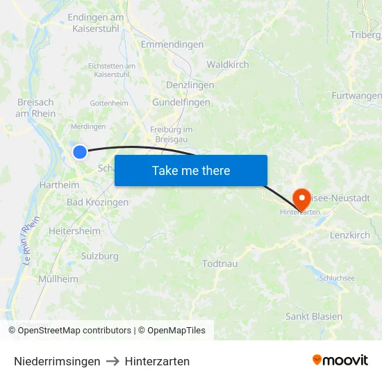 Niederrimsingen to Hinterzarten map