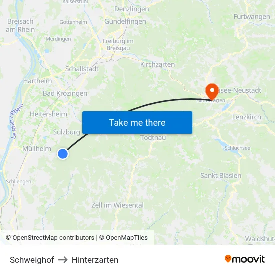 Schweighof to Hinterzarten map