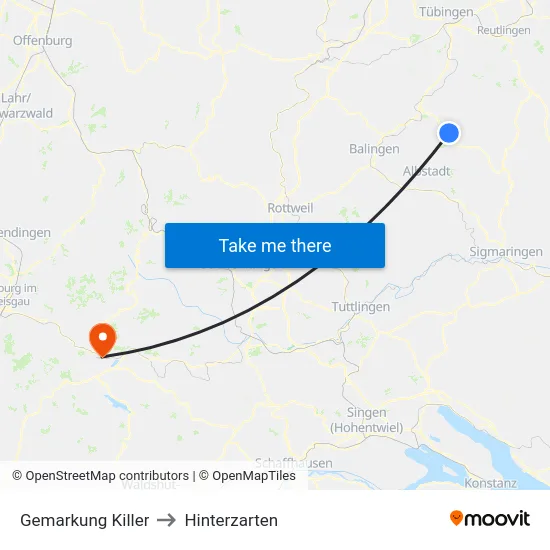 Gemarkung Killer to Hinterzarten map