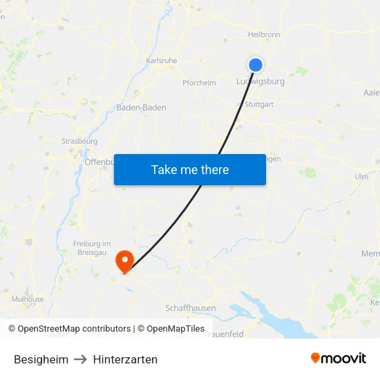 Besigheim to Hinterzarten map